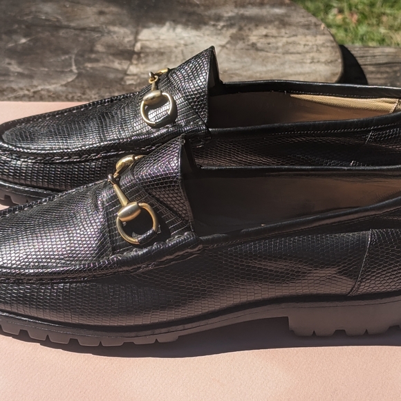 Vintage Gucci black lizard leather horsebit loafers size 10 1/2 - Picture 3 of 7